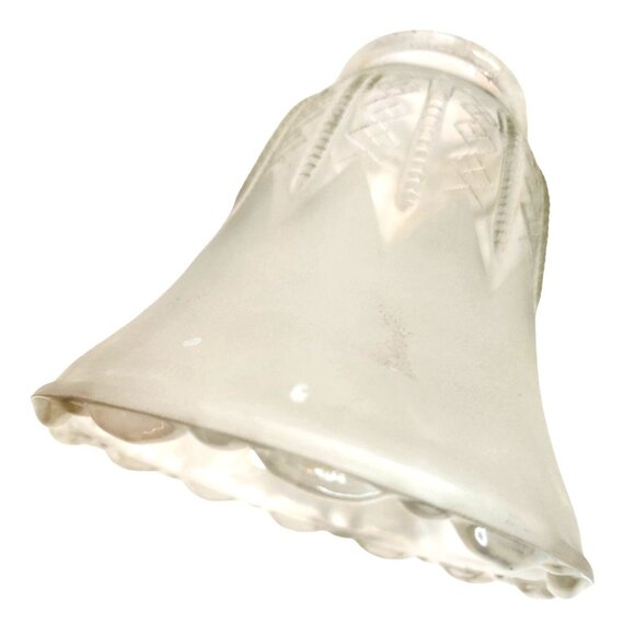 Vintage Frosted Glass Ruffled Lamp Shade Replacement, Diamond Crisscross Bell Li - Picture 5 of 16